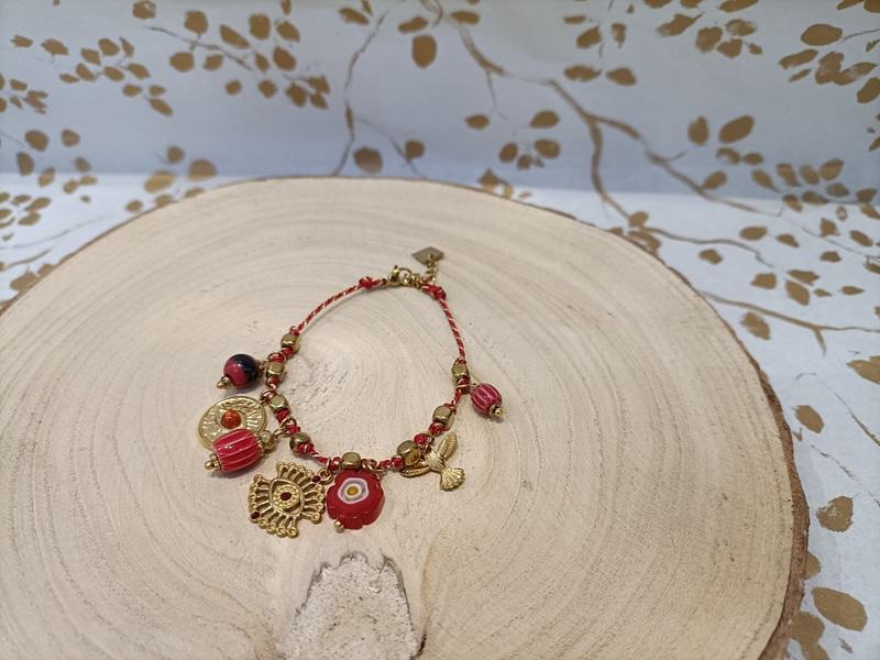 Bracelet multipampilles rouge doré